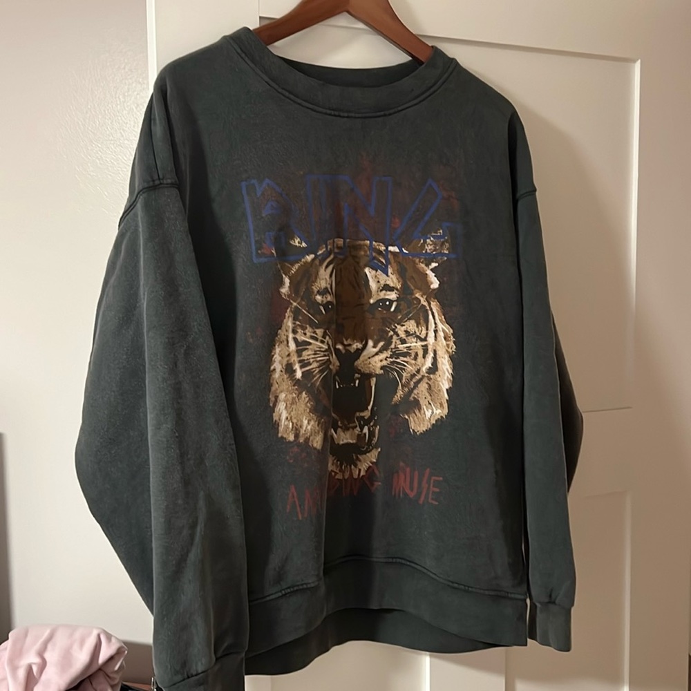 Anine bing grey black tiger sweatshirt size large